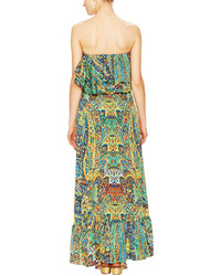 T-Bags LosAngeles Venezia Print Ruffled Trim Maxi Dress