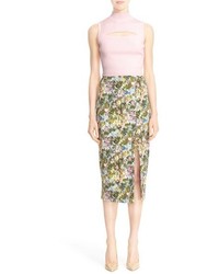 Cushnie et Ochs Floral Stretch Cady Pencil Skirt