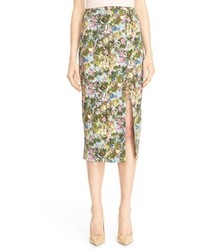 Cushnie et Ochs Floral Stretch Cady Pencil Skirt