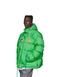 Off-White Green Down Zipped Puffer Jacket