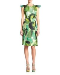 Green Print Sheath Dress