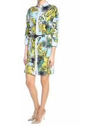 Versace Beverly Palm Print Silk Crepe Shirt Dress