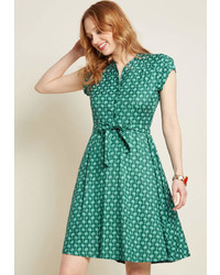ModCloth Take The Rains Shirt Dress In Palm Trees In 18 Cap A Line Knee Length