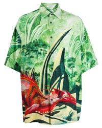 Valentino Dragon Print Short Sleeved Shirt