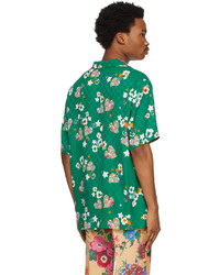 Gucci Green Silk Gg Graphic Shirt