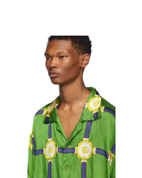 Gucci Green Wrinkled Harness Shirt