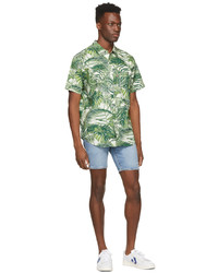 Levi's Off White Green Tropical Fern Sunset One Pocket Short Sleeve Shirt