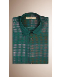 Burberry Short Sleeved Graphic Check Cotton Shirt