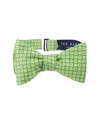 Green Print Silk Bow-tie
