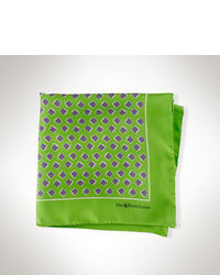 Green Print Silk Pocket Square
