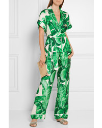 Dolce & Gabbana Printed Silk Twill Shirt Green
