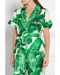Dolce & Gabbana Printed Silk Twill Shirt Green