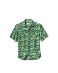 Green Print Silk Short Sleeve Shirt