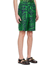 Moschino Navy Green Wave Shorts