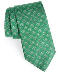 Green Print Silk Tie