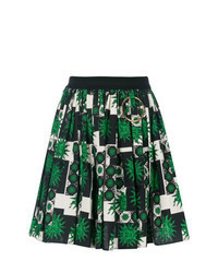 Green Print Skater Skirt