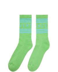 Versace Green And Blue 1990s Logo Socks