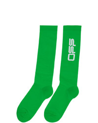 Off-White Green Wavy Logo Socks