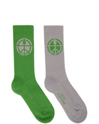 Rassvet Grey And Green Jacquard Socks