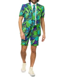 OppoSuits Juicy Jungle Trim Fit Two Piece Short Suit With Tie