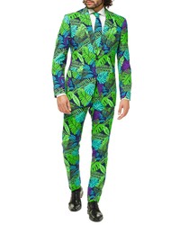 OppoSuits Juicy Jungle Trim Fit Two Piece Suit With Tie
