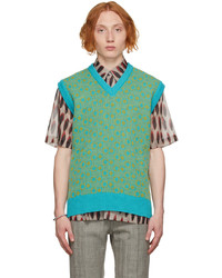 Green Print Sweater Vest