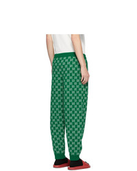 Gucci Green And Off White Wool Gg Lounge Pants
