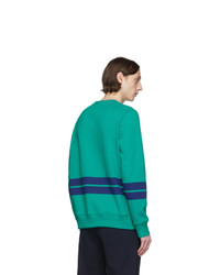 Ps By Paul Smith Green And Navy Striped Sweatshirt