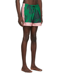 Dries Van Noten Green Nylon Printed Swim Shorts