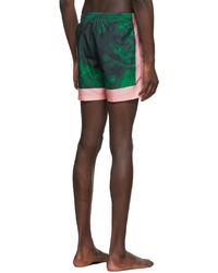 Dries Van Noten Green Nylon Printed Swim Shorts
