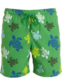 Vilebrequin Moorea Turtle Print Swim Trunks Green