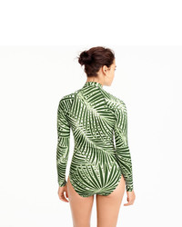J.Crew Long Sleeve One Piece Swimsuit In Palm Leaf Print