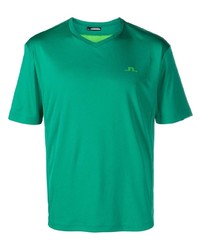 Green Print V-neck T-shirt