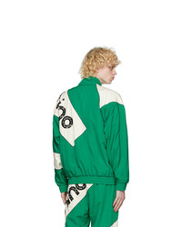 Moschino Green And White Broken Logo Windbreaker Jacket