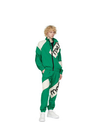 Moschino Green And White Broken Logo Windbreaker Jacket