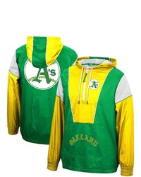 Mitchell & Ness Green Oakland Athletics Highlight Reel Windbreaker Half Zip Hoodie Jacket At Nordstrom