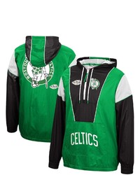 Mitchell & Ness Kelly Greenblack Boston Celtics Hardwood Classics Highlight Reel Windbreaker Half Zip Hoodie Jacket At Nordstrom