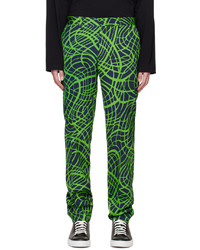 Green Print Wool Chinos