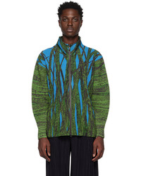 Green Print Zip Sweater