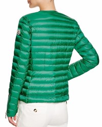 Moncler Amey Asymmetrical Collarless Packable Down Jacket