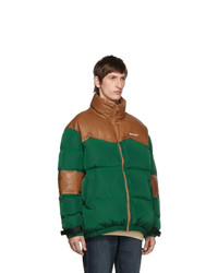 Ader Error Green And Brown Down Dup Puffer Jacket