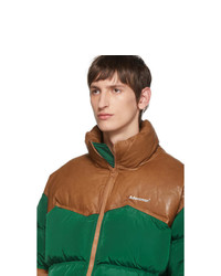 Ader Error Green And Brown Down Dup Puffer Jacket