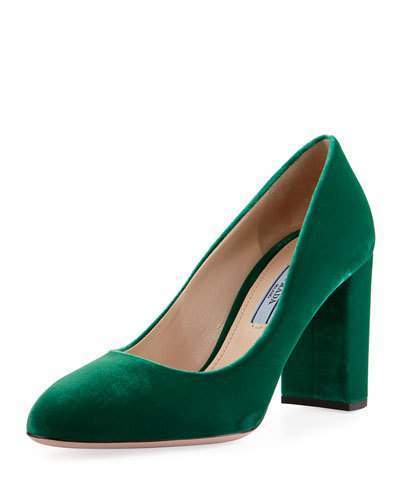 green pumps heels