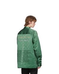 Haider Ackermann Green Quilted Oversized Shirt Jacket