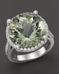 Roberto Coin 18k White Gold Ipanema Round Green Amethyst And Diamond Ring