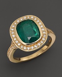 Bloomingdale's Emerald And Diamond Statet Ring In 14k Yellow Gold