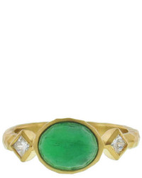 Cathy Waterman Emerald Ring On Hammered Band