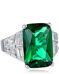 Kenneth Jay Lane Cz By Trend Green Emerald Cubic Zirconia Tapered Sides Adjustable Ring Size 5 7 18 Cttw