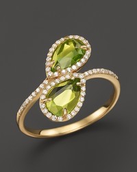 Bloomingdale's Peridot And Diamond Ring In 14k Yellow Gold 20 Ct Tw