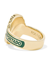 Foundrae Protection 18 Karat Gold Emerald And Enamel Ring